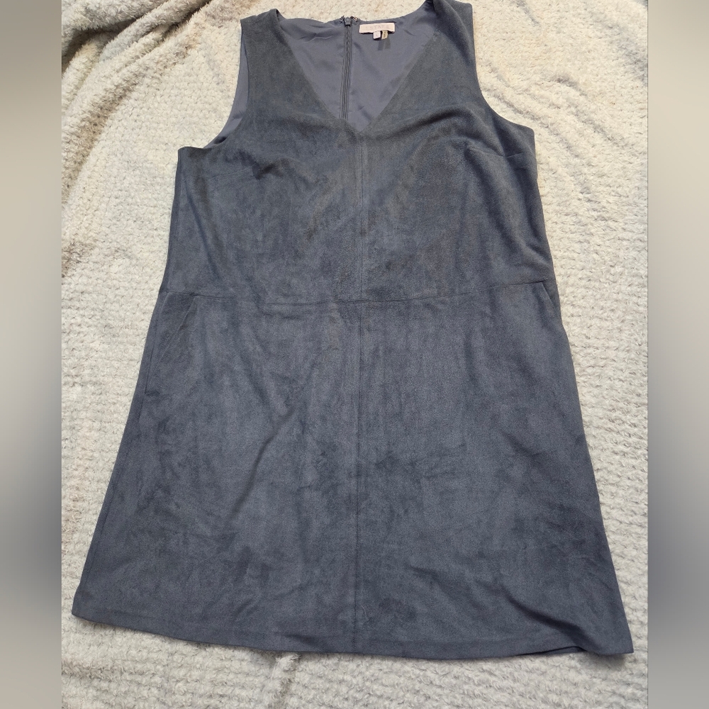 1. State charcoal faux suede Tunic Dress With Pockets